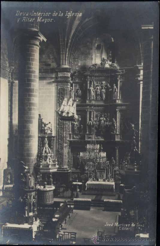 Postales: DEVA (GUIPUZCOA).- INTERIOR DE LA IGLESIA Y ALTAR MAYOR - Foto 1