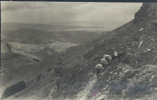 Postais: FUENTERRABIA (GUIPUZCOA).- SUMINISTRO DE ACEMILAS 8AL FONDO CABO HIGUER)- MONTE LARUN- FRONTERA
