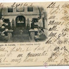 Postales: COLEGIO DE LOYOLA. GRAN ESCALERA INTERIOR. PROP. DE H. Y M. GUIBERT, AZPEITIA. REVERSO SIN DIVIDIR. Lote 37841979