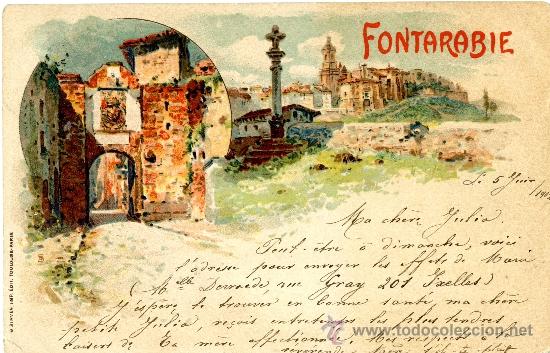 Postales: Fuenterrab&iacute;a. Postal litogr&aacute;fica - Foto 1