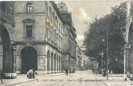 Postales: 2095 - SAN SEBASTIAN - PLAZA DE GUIPUYCOA Y DIPUTACI&Oacute;N - EDIC G.G. GALARZA - CLICH&Eacute; GONZAL&Eacute;S