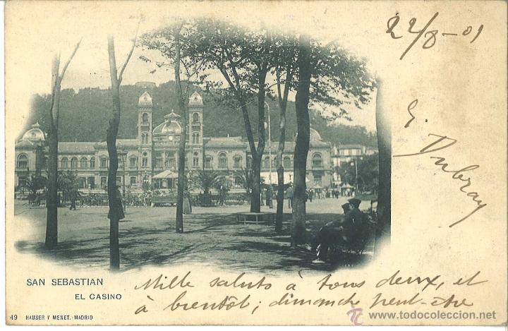 Postales: Casino de San Sebasti&aacute;n. Circulada en 1901