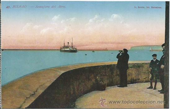 Postales: Bilbao, semaforo del Abra - Foto 1