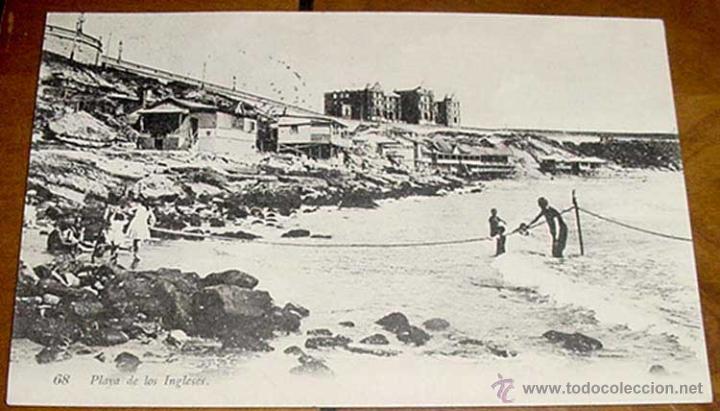 Postcards: ANTIGUA POSTAL DE LA PLAYA DE LOS INGLESES - CIRCULADA EN 1926 -  DE CONSERVACION