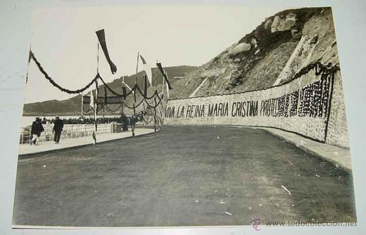 Postcards: ANTIGUA FOTOGRAFIA MUY GRANDE DE SAN SEBASTIAN - INAGURACION DEL PASEO NUEVO, VISITA DE LA REINA MAR