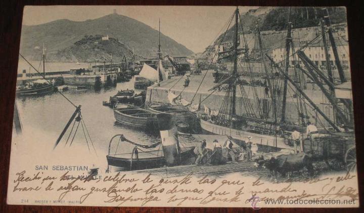 Postcards: ANTIGUA POSTALD E SAN SEBASTIAN - EL MUELLE - ED. HAUSER Y MENET - CIRCULADA.