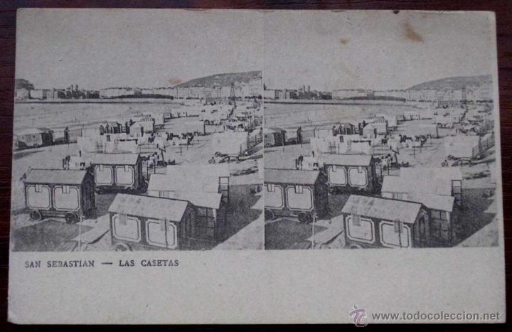 Postcards: ANTIGUA POSTAL ESTEREOSCOPICA DE SAN SEBASTIAN . LAS CASETAS - UNION POSTAL UNIVERSAL, SIN CIRCULAR