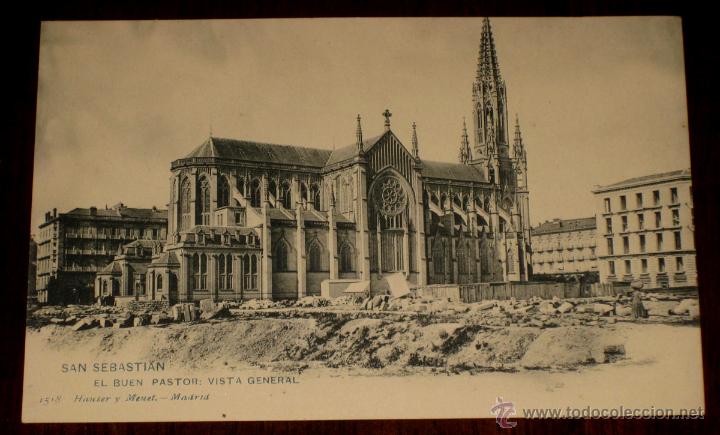 Postais: ANTIGUA FOTO POSTAL DE SAN SEBASTIAN - EL BUEN PASTOR, VISTA GENERAL - ED. HAUSER Y MENET - N. 1518