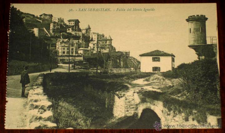 Postais: ANTIGUA POSTAL DE SAN SEBASTIAN - FALDA DEL MONTE IGUELDO - N. 96 - ED. G. GALARZA - NO CIRCULADA.