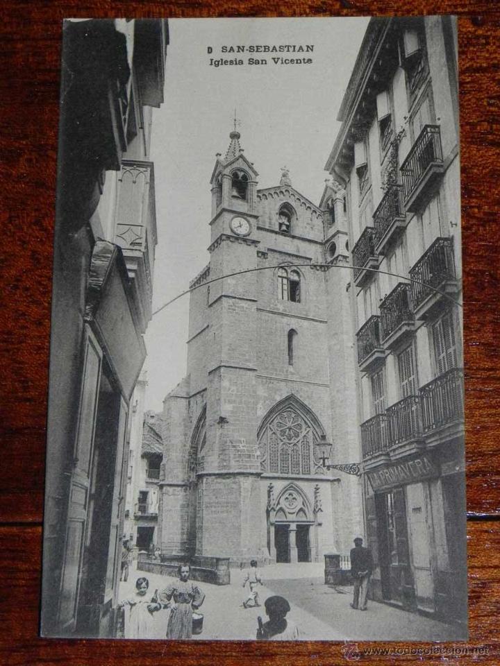 Postales: ANTIGUA POSTAL - SAN SEBASTIAN - IGLESIA SAN VICENTE - NO CONSTA EDITORIAL NI FOTOGRAFO - D - SIN CI