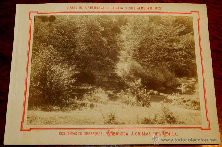 Postales: ANTIGUA FOTOGRAFIA ALBUMINA DE URBERUAGA DE UBILLA (VIZCAYA) Y SUS ALREDEDORES, arboleda a orillas d