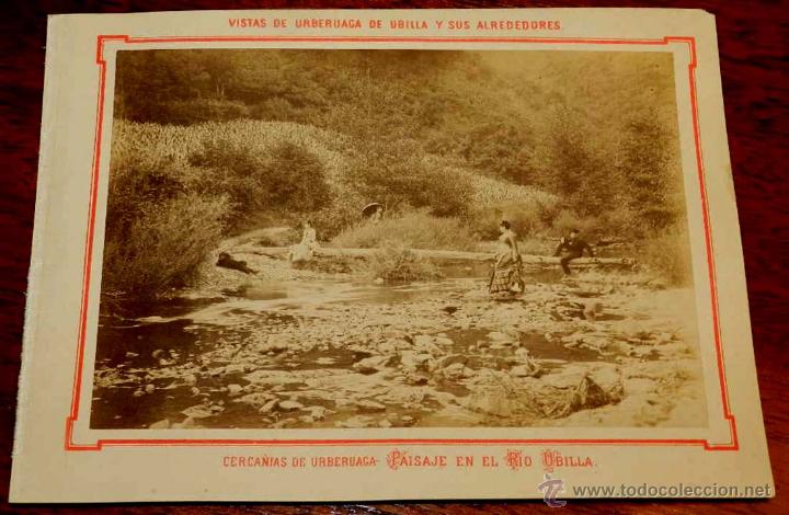 Postkarten: ANTIGUA FOTOGRAFIA ALBUMINA DE URBERUAGA DE UBILLA (VIZCAYA) Y SUS ALREDEDORES, PAISAJE EN EL RIO UB