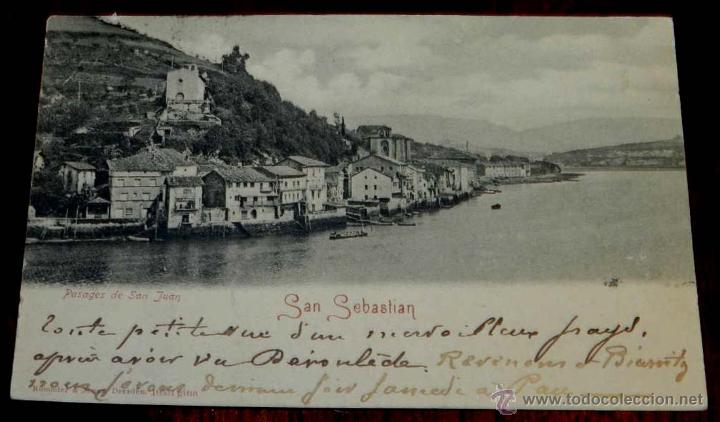 Postais: ANTIGUA POSTAL DE PASAGES DE SAN JUAN (GUIPUZCOA) SAN SEBASTIAN, ROMMLER, CIRCULADA Y SIN DIVIDIR