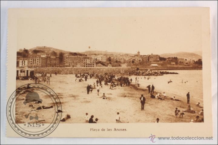 Postales: Postal antigua animada - Playa de las Arenas - Manuel M.&ordf; de Le&oacute;n - Sin circular