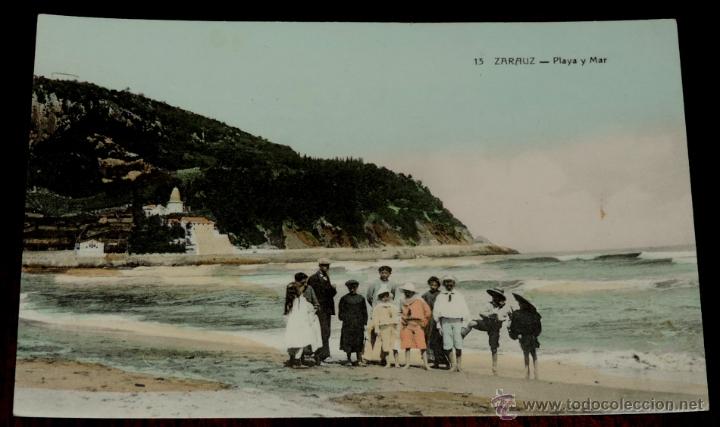 Postales: POSTAL DE ZARAUTZ - N. 13 - PLAYA Y MAR - NO CIRCULADA - NO PONE EDITORIAL.