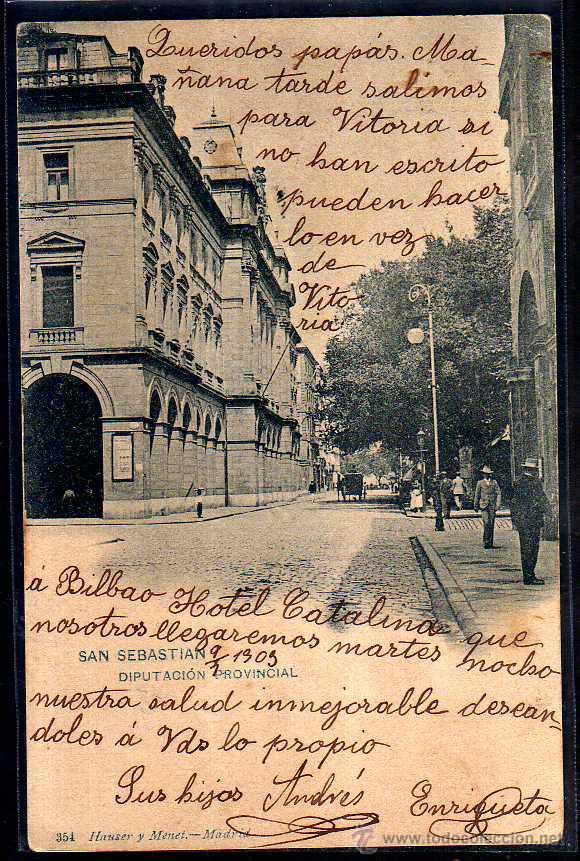 Postkarten: San Sebastian. Dipuracion Provincial. Hauser y Menet. Circulada