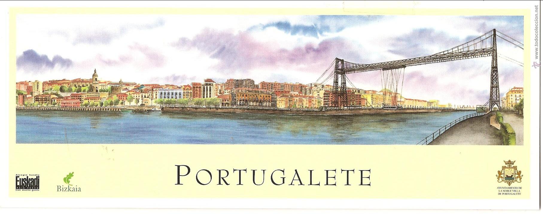 Postais: POSTAL PORTUGALETE, PUENTE VIZCAYA, PANORAMICA DE 9X23, SIN CIRCULAR