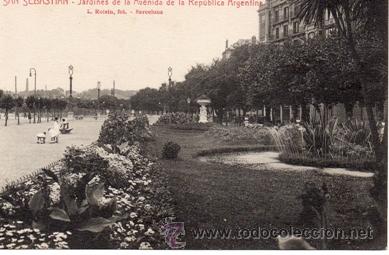Postkarten: SAN SEBASTIAN - JARDINES AVDA. REPUBLICA ARGENTINA - N&ordm; 27 - ED. L.ROISIN - A&Ntilde;OS 20 / 30 - NUEVA