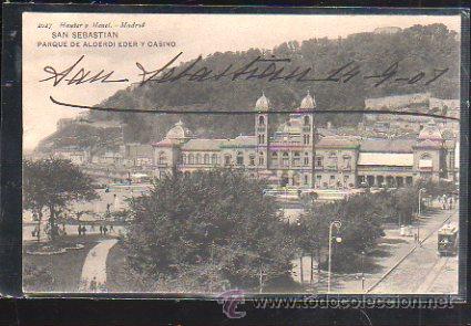 Postkarten: TARJETA POSTAL DE SAN SEBASTIAN, GUIPUZCOA - PARQUE DE ALDERDI EDER Y CASINO. 2027. HAUSER Y MENET