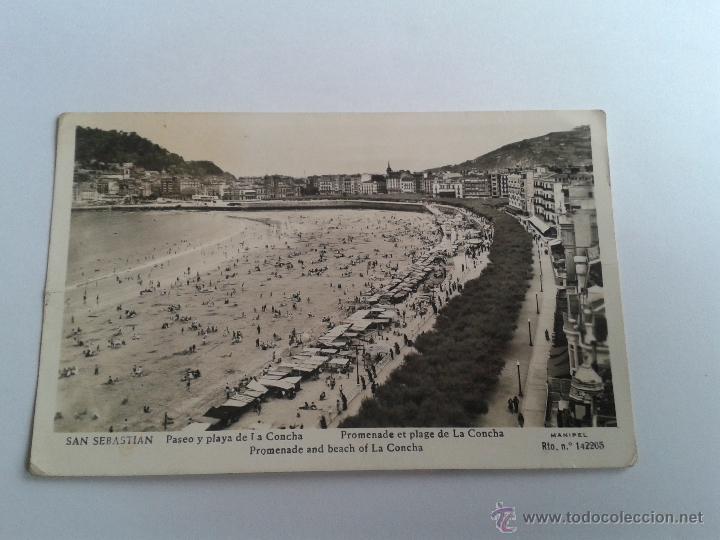 Postcards: POSTAL ANTIGUA DE SAN SEBASTIAN, PASEO Y PLAYA DE LA CONCHA. CIRCULADA A&Ntilde;OS 50-60???