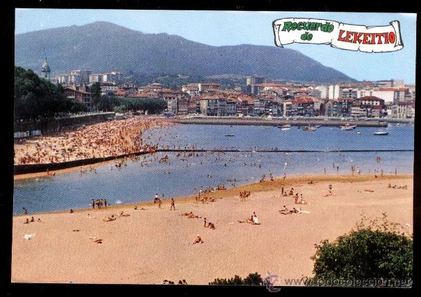Postales: Recuerdo de LEKEITIO - PLAYA. / CIRCULADA 1976. - Foto 1