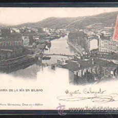Postales: TARJETA POSTAL DE PANORAMA DE LA RIA EN BILBAO, VIZCAYA. 1001. LANDABURU HNAS. 1900. VER DORSO