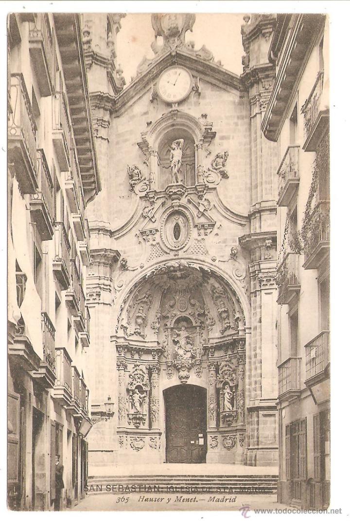Postales: SAN SEBASTIAN. IGLESIA DE SANTA MAR&Iacute;A