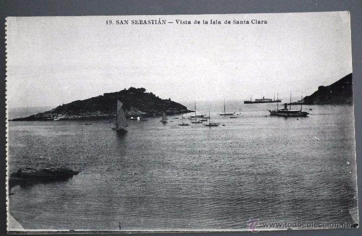 Postkarten: ANTIGUA POSTAL DE &Eacute;POCA DE SAN SEBASTI&Aacute;N - VISTA DE LA ISLA DE SANTA CLARA