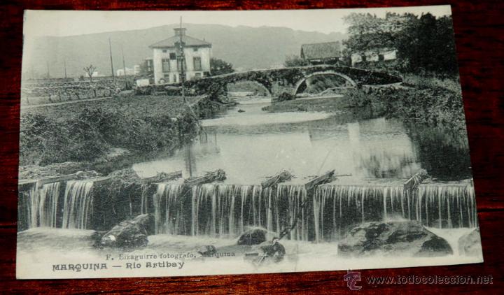 Cartoline: POSTAL MARQUINA (VIZCAYA).- R&Iacute;O ARTIBAY - EDICION F. EIZAGUIRRE. MARQUINA - NO CIRCULADA.