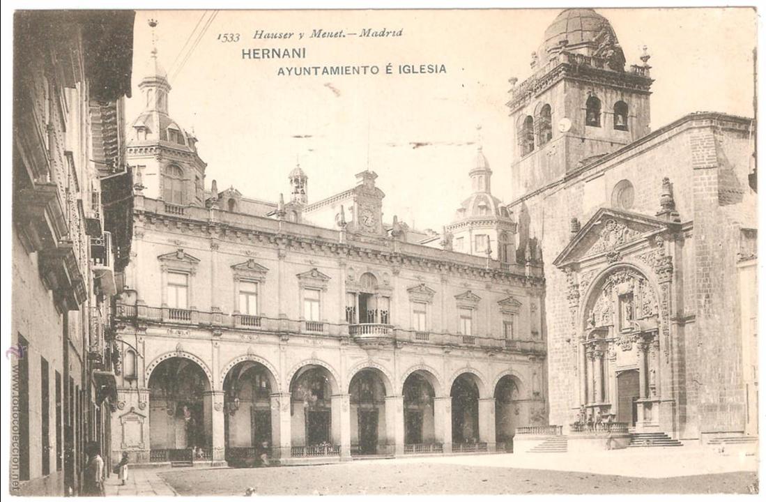 Postales: HERNANI AYUNTAMIENTO E IGLESIA - Foto 1