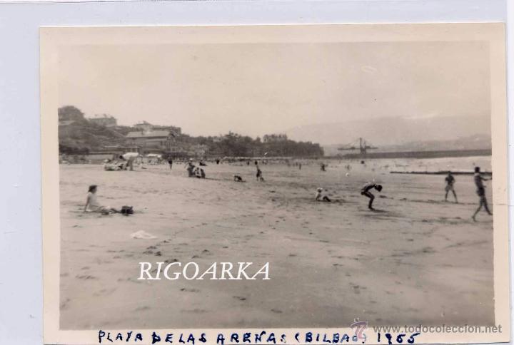 Postales: PLAYA DE LAS ARENAS (BILBAO)- A&Ntilde;O 1955- FOTOGRAF&Iacute;A