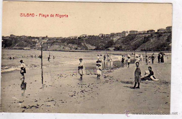 Postales: Bilbao. Playa de Algorta. Librer&iacute;a Elcano. Sin circular. - Foto 1