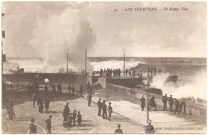 Postales: San Sebastian El Rompe Olas 1916 - Foto 1