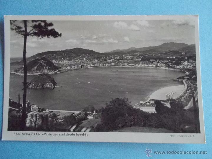 Postales: ANTIGUA POSTAL DE SAN SEBASTIAN VISTA GENERAL DESDE IGUELDO FOTO J.GARCIA