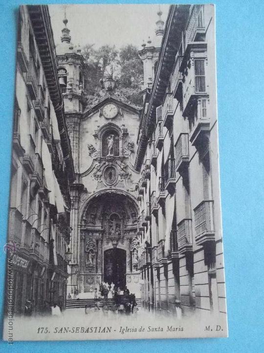 Postales: ANTIGUA POSTAL DE SAN SEBASTIAN IGLESIA DE SANTA MARIA M.D.