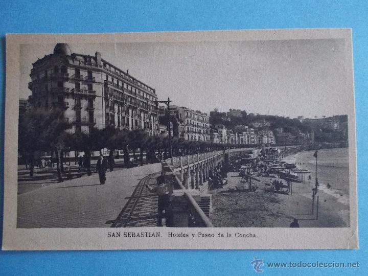 Postales: ANTIGUA POSTAL DE SAN SEBASTIAN HOTELES Y PASEO DE LA CONCHA M.ARRIBAS
