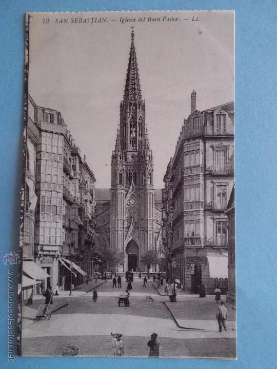 Postales: ANTIGUA POSTAL DE SAN SEBASTIAN IGLESIA DEL BUEN PASTOR. LL.