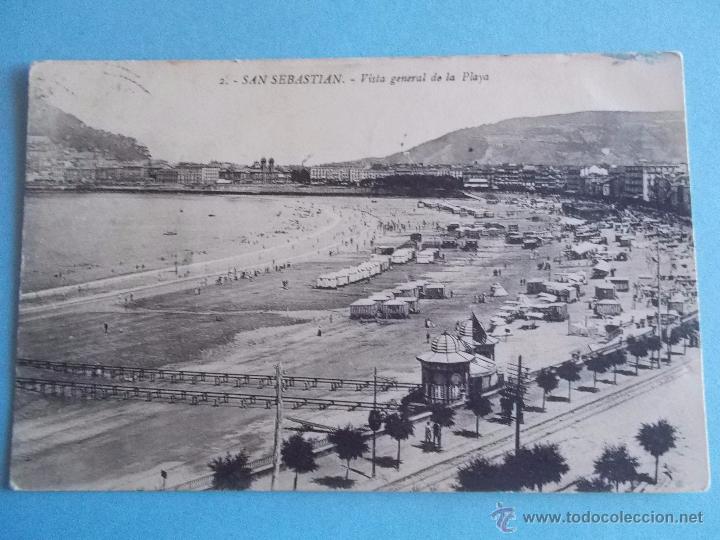 Postales: ANTIGUA POSTAL DE SAN SEBASTIAN VISTA GENERAL DE LA PLAYA. POSTAL CIRCULADA. G.GALARZA