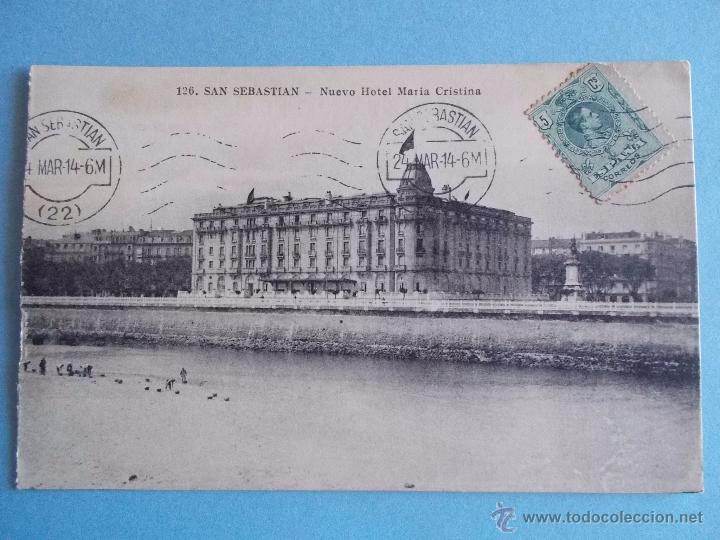 Postales: ANTIGUA POSTAL DE SAN SEBASTIAN NUEVO HOTEL MARIA CRISTINA. POSTAL CIRCULADA. MAYOR HERMANOS