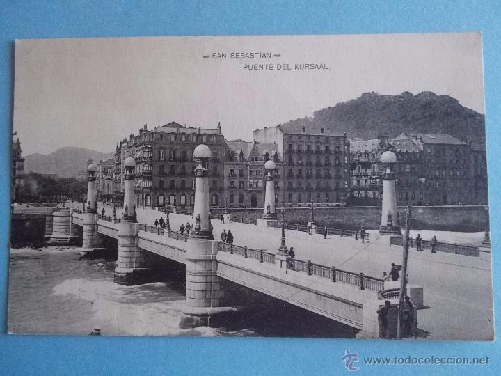 Postales: ANTIGUA POSTAL DE SAN SEBASTIAN PUENTE DEL KURSSAL. POSTAL CIRCULADA. HAUSER Y MENET