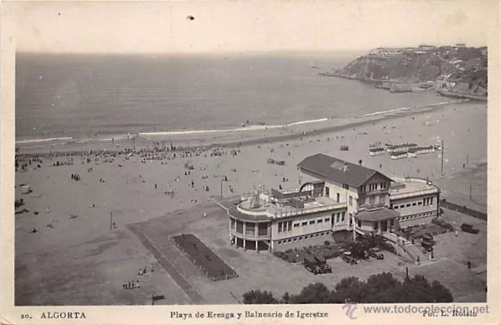 Postales: ALGORTA (VIZCAYA).- PLAYA DE EREAGA Y BALNERAIO DE IGERETXE - Foto 1