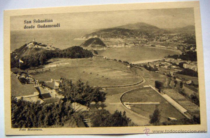 Postkarten: POSTAL DE SAN SEBASTIAN DESDE GUDAMENDI. PUBLICIDAD: CAMPEONATO MUNDIAL DE TIRO PICHON 1958