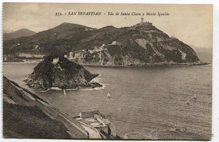 Cartes Postales: San Sebastian. Isla de Santa Clara y Monte Igueldo. 333 Ed. Gregorio G. Galarza