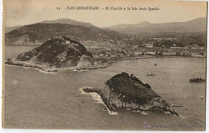 Postkarten: San Sebastian. El castillo y la Isla desde Igueldo. 23 Ed. Gregorio G. Galarza