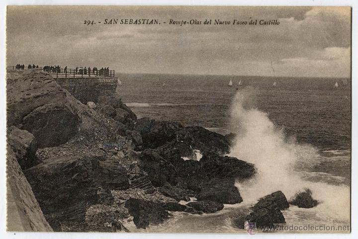 Postkarten: San Sebastian. Rompe-Olas del Nuevo paseo del castillo. 294 Ed. Gregorio G. Galarza