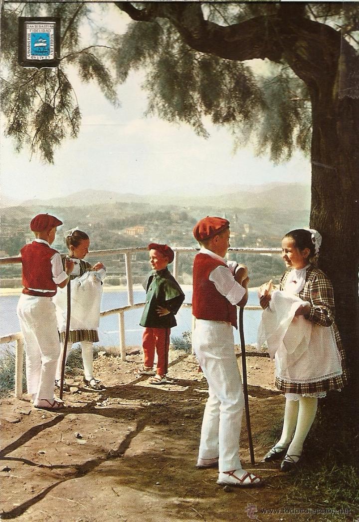Cartoline: POSTAL, SAN SEBASTIAN. PA&Iacute;S VASCO, GRUPO GAZTETXO, BAILE DE LAS I&Ntilde;UDES, ESCRITA