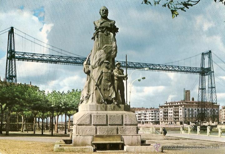 Cartoline: POSTAL, PORTUGALETE, MONUMENTO A D. VICTOR CH&Aacute;VARRI , CIRCULADA