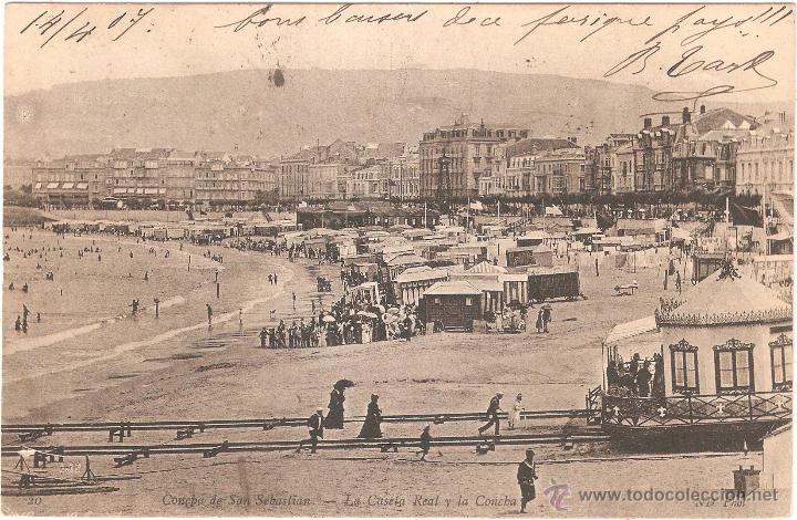 Cartoline: SAN SEBASTIAN LA CASETA REAL Y LA CONCHA 1907