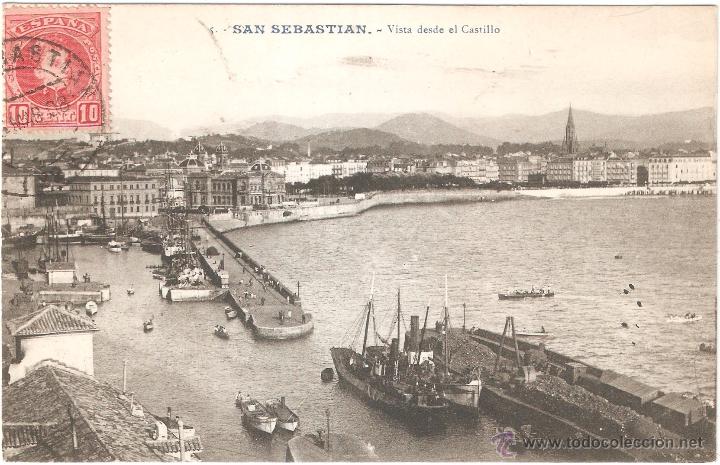 Postales: SAN SEBASTIAN VISTA DESDE EL CASTILLO 1908