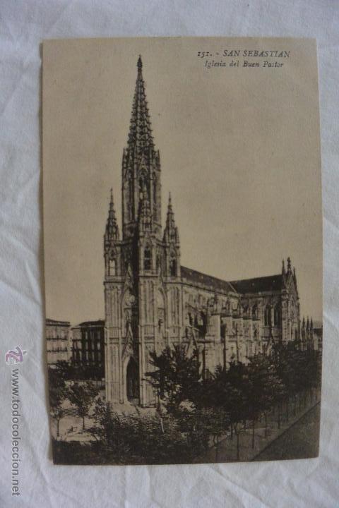 Cartoline: ANTIGUA TARJETA POSTAL SAN SEBASTIAN IGLESIA DEL BUEN PASTOR